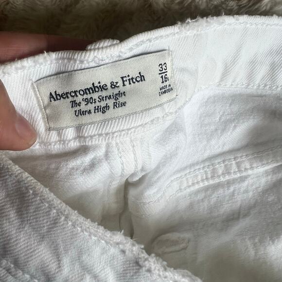 Abercrombie & Fitch The 90's Straight Ultra High Rise Jeans White 16 Short - Picture 7 of 10